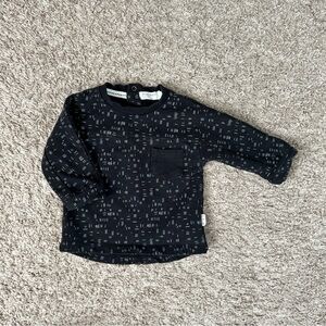 Miles Baby Kids Black White Dash‎ Print Long Sleeve Pocket Tee Shirt 6M